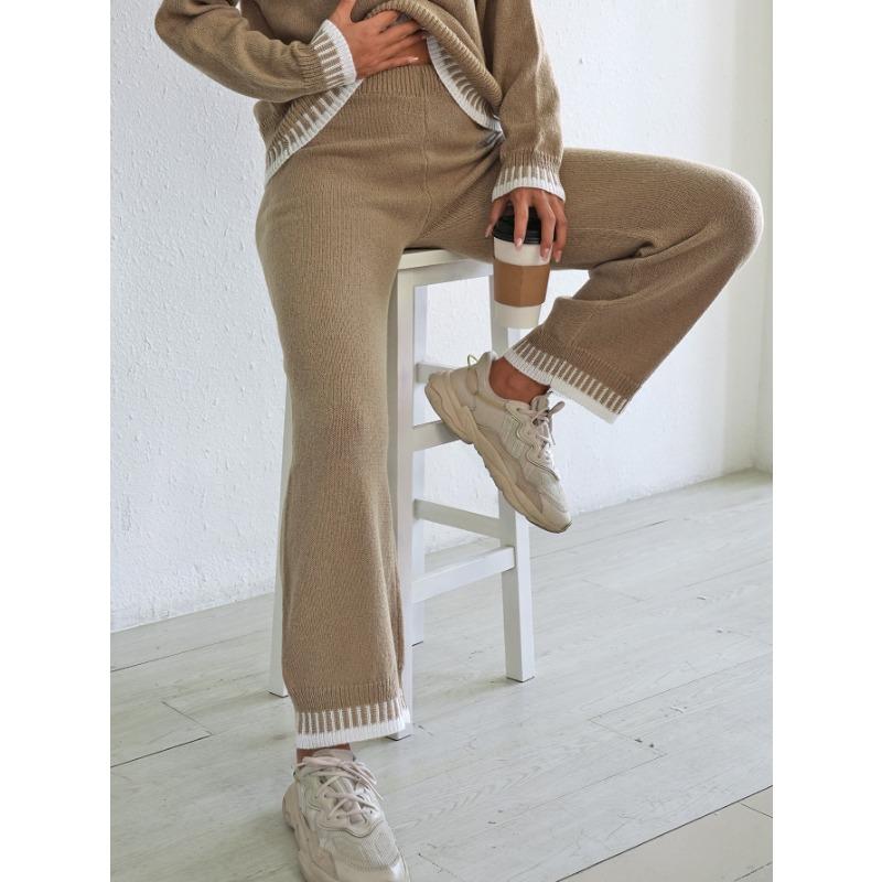 Women S Thick Contrast Stitching Wide Leg Casual Pants