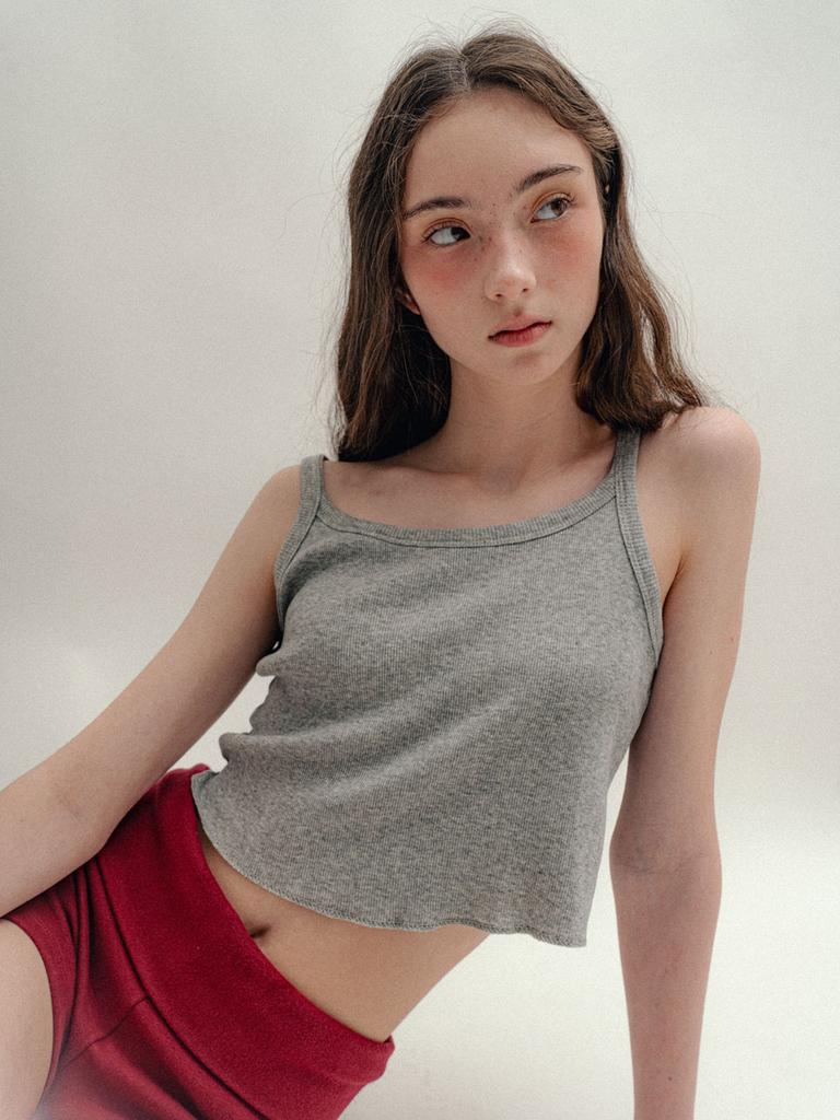 VISUS Rib Crop Sleeveless_Melange