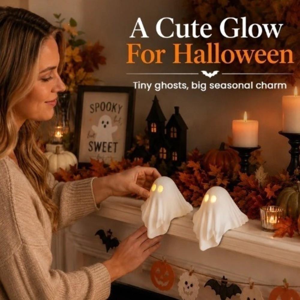 LED Halloween Glowing Ghost Table Decor Cozy Spooky Style Glowing Ghost Figurine Table Decor