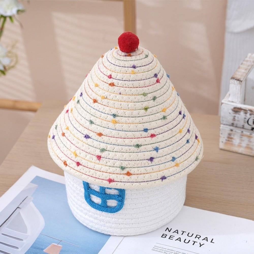 House Shape Desk Organizer Handwoven Snack Toys Organizer Cute Storage Basket  Bedroom Decor