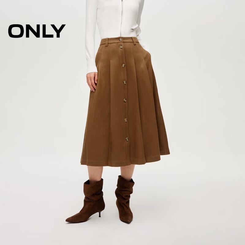 ONLY 2025 Winter High-Waist Pleated Midi Skirt L