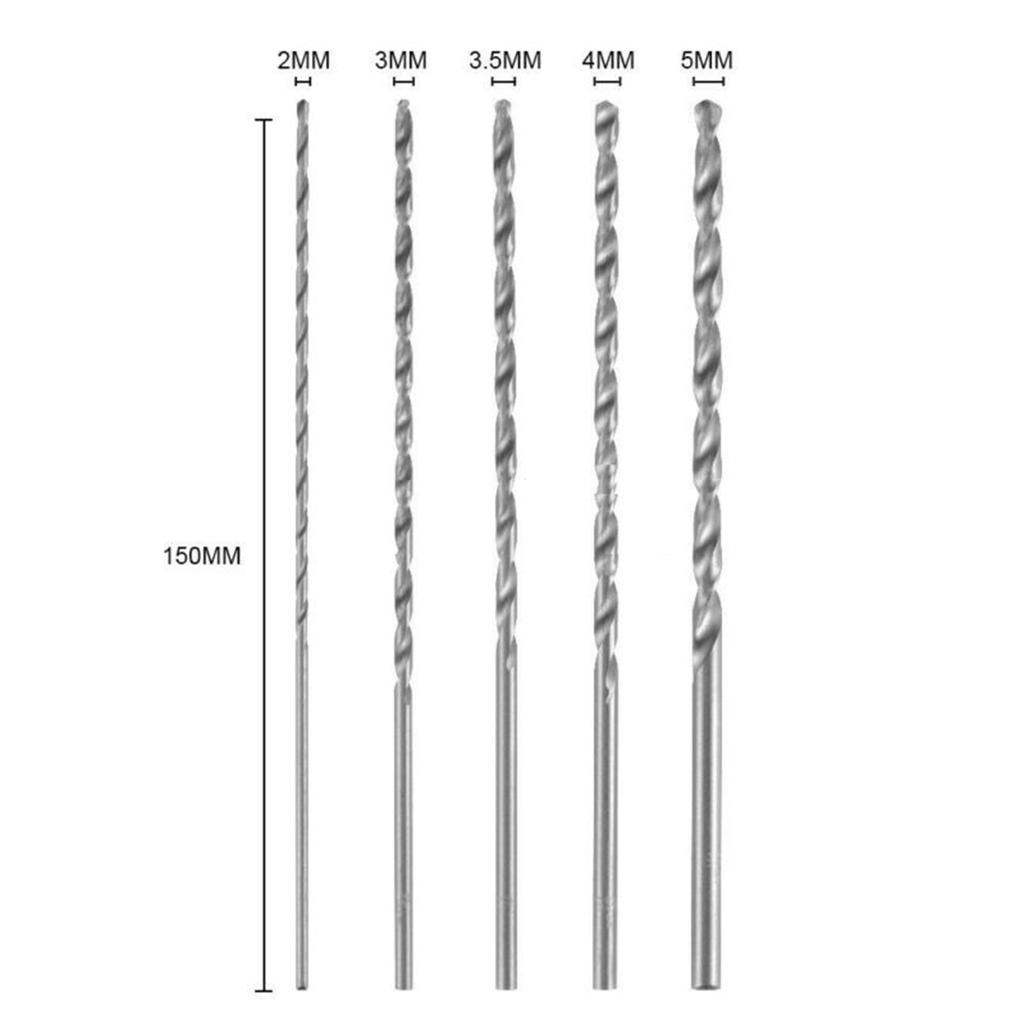 2-5mm Drill Bit Extra Long Straight Shank Set Wood High Hardness Workshop