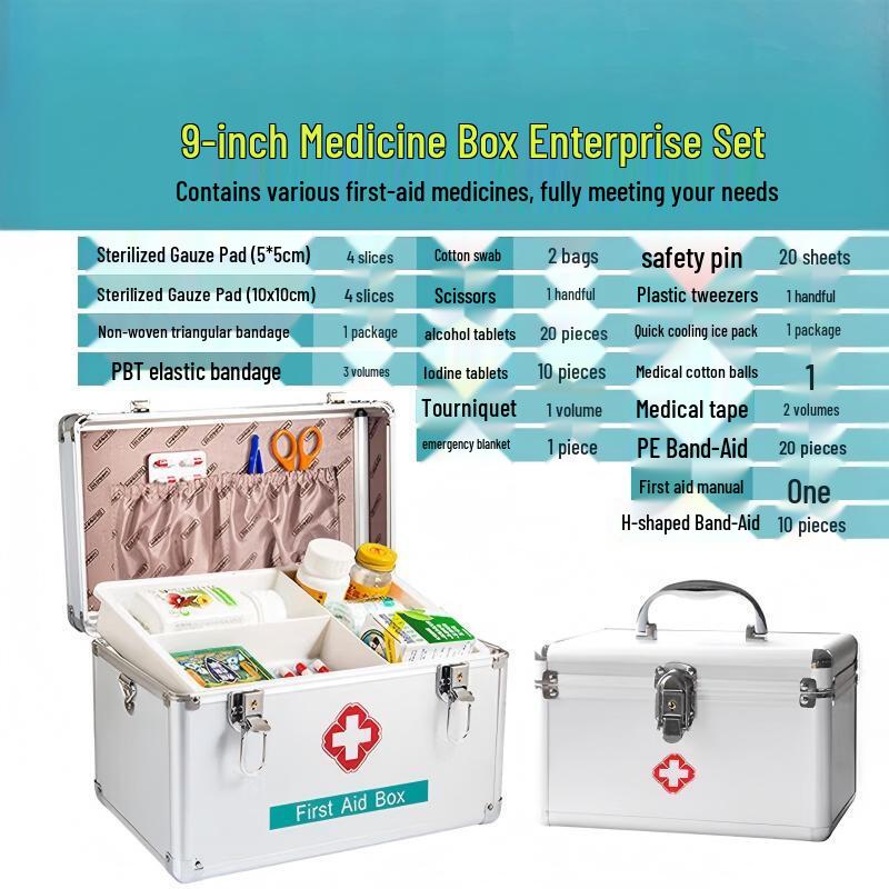 Jinxing 9-inch Aluminum Alloy First Aid Kit with Medicine