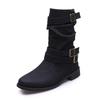 Autumn And Winter Large Slope Heel Women'S Boots Solid Color Folded Slope Heel Buckle Short Style 35-43