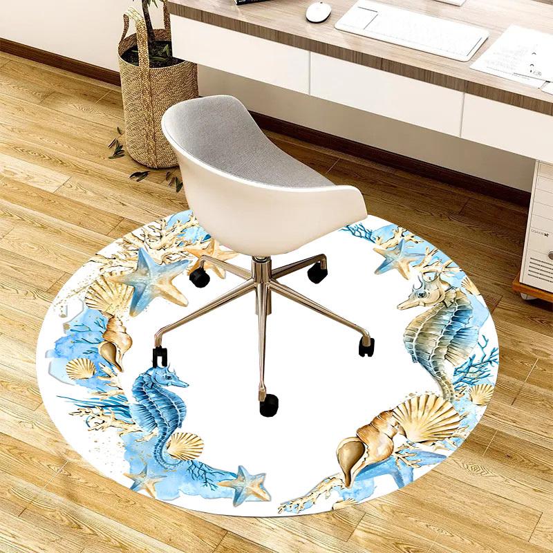 1pc Office Carpet Chair Mats Seashell Starfish Coral Frame Perfect for Decorating Office Chairs, Living Rooms, Or Bedrooms
