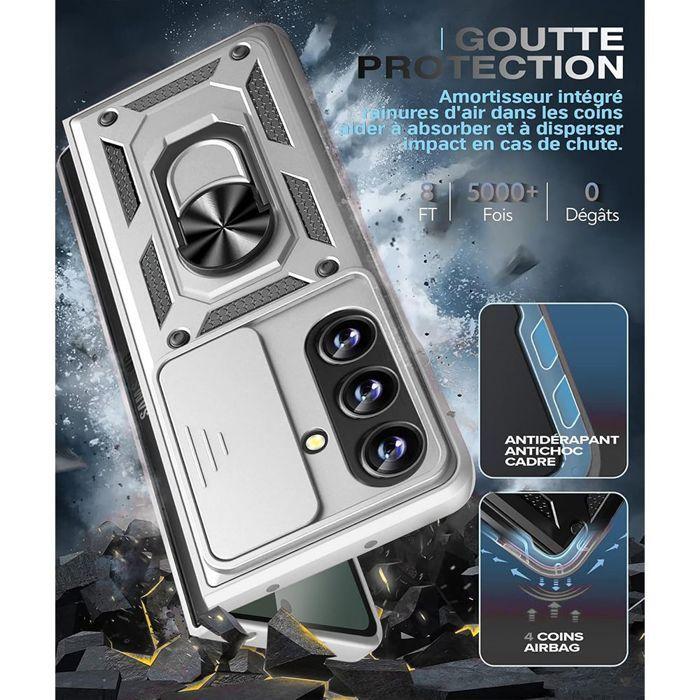 Coque de protection - BOOLING - Galaxy Z Fold 7 - Argenté - Antichoc - Avec Anneau Rotatif