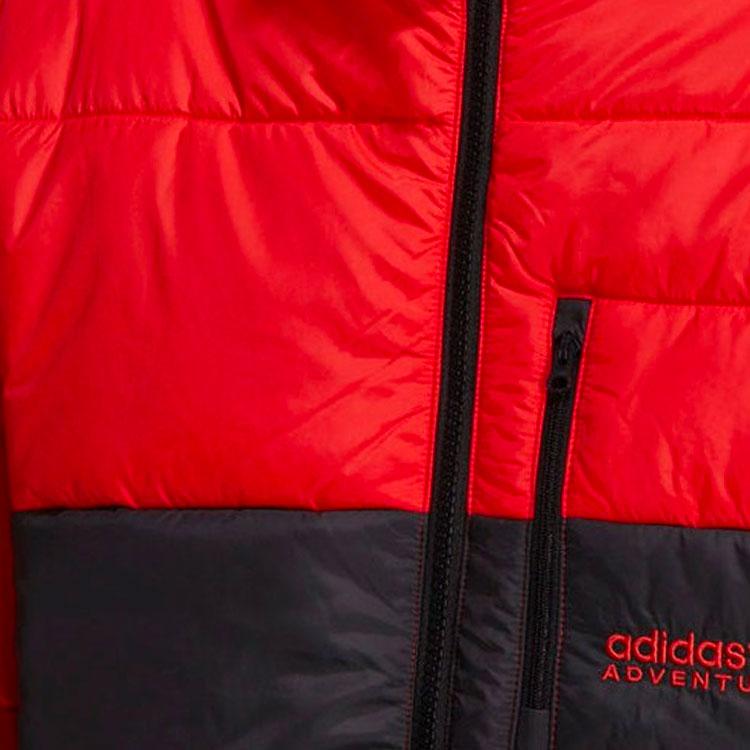 Adidas Jachetă Puf Călduroasă Originală cu Blocuri de Culoare, pentru Bărbați, Îmbrăcăminte Exterioară, Negru Roșu H13572