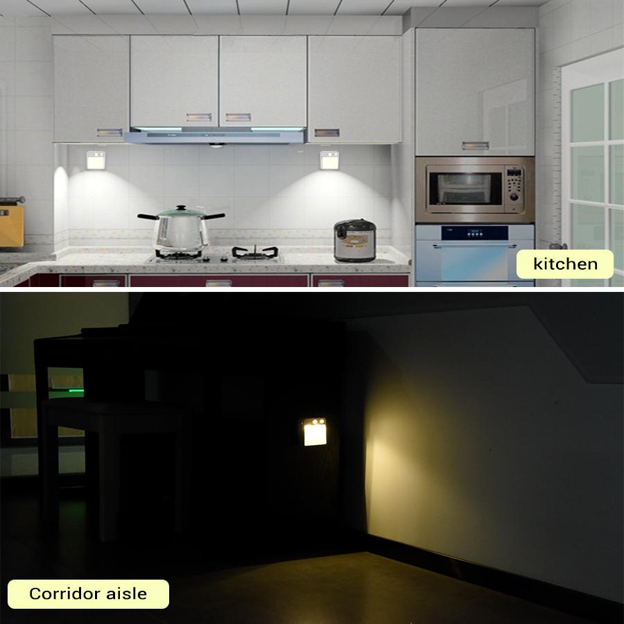 Wireless Motion Sensor LED Night Light Battery Powered Night Lamp Always on/Auto 2 Modes for Bedroom Cabinet Bathroom Stairs