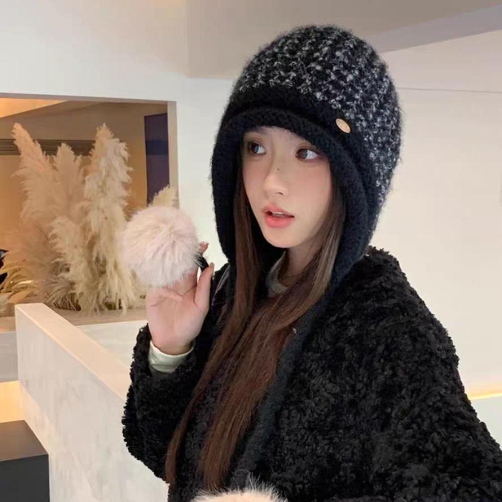 Knitted Fringed Knitted Wool Hat Women's New Winter Thickened Warm Windproof Ear Protector Pullover Hat