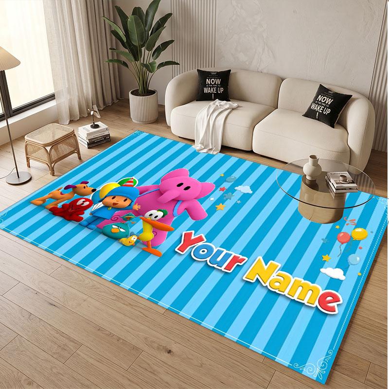 Custom Name Text Crystal Velvet Rug,Pocoyó Soft Plush Decorative Non Slip Floor Carpet