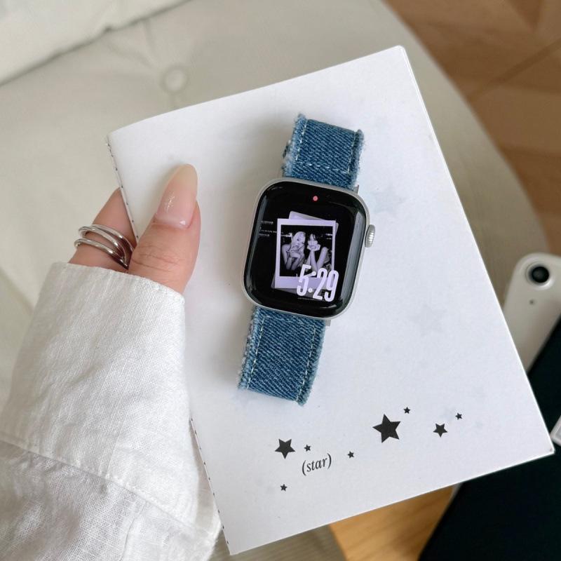 Compatible Denim Leather Band for Apple Watch Series S11, S10, iWatch 9876SE, Huawei FIT4, Xiaomi 9 Pro