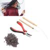 Hair Extension Kit Plier Pulling Hook Needle Extension Beads Tool Set for Extending Hair