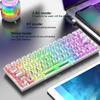 61 Keys Gaming Keyboard Wireless 2.4G Transparent Mechanical Keyboard Bluetooth-Compatible RGB Backlit Gaming Keyboard for Gamer