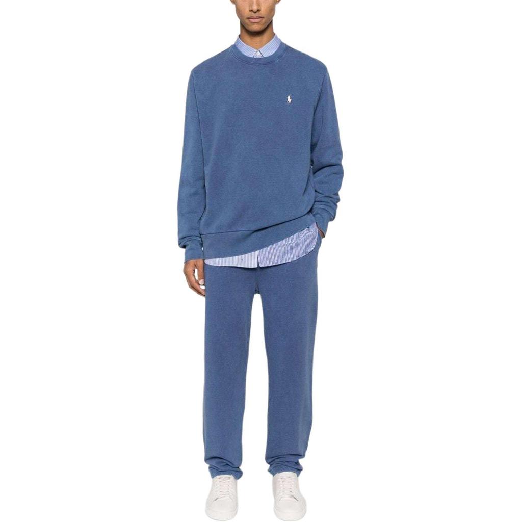 Ralph Lauren Polo Logo Embroidered Crewneck Sweatshirt Men Sweatshirt Blue 710916689-001