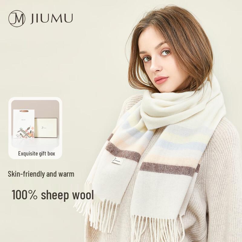 JIUMU Women's Pure Wool Scarf and Shawl