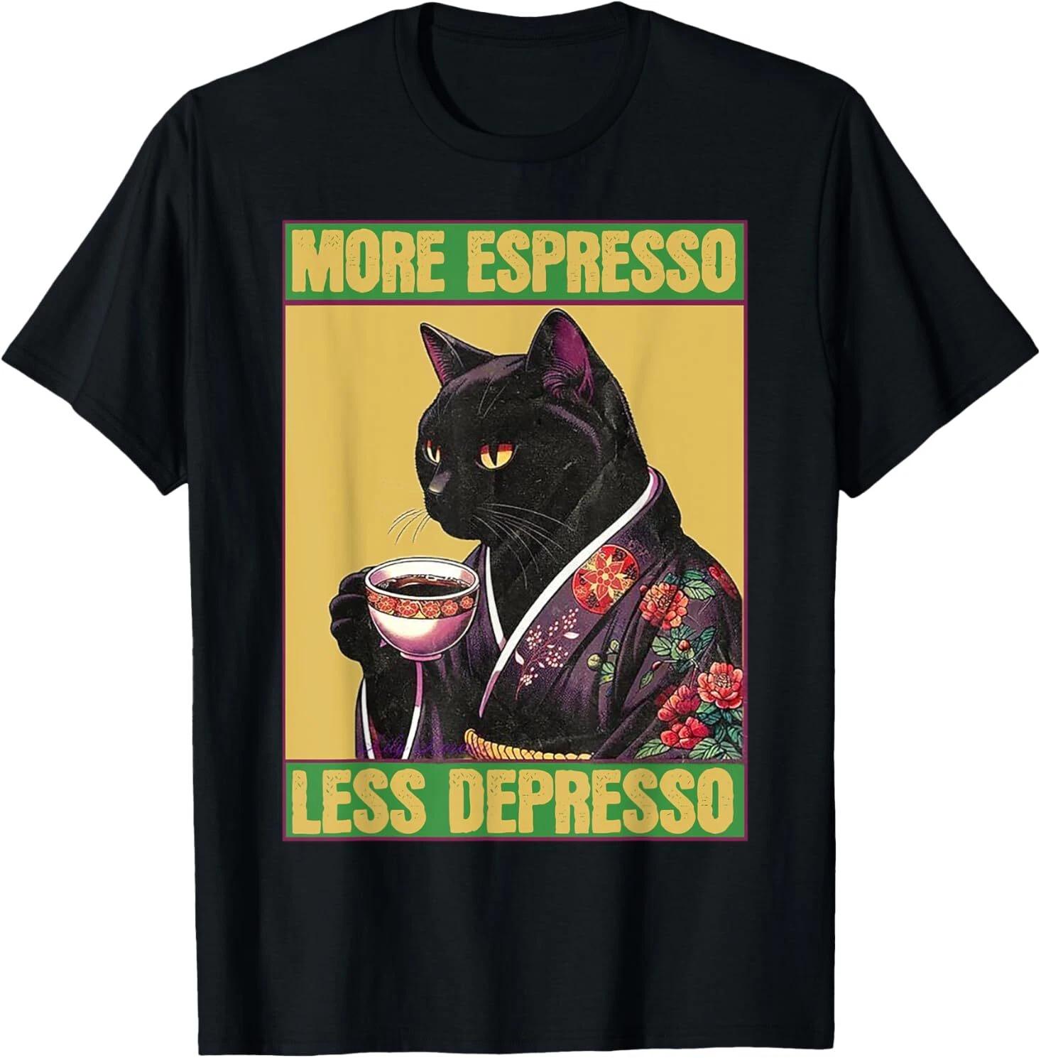 Cat More Espresso Less Depresso T-Shirt XL