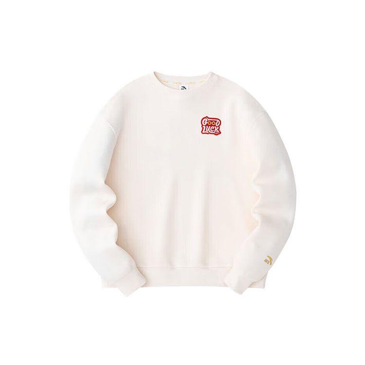 Anta Good Things Happen Letter Embroidery Round Neck Pullover Sweatshirt Women sweatshirt Corn-White 162418758-1