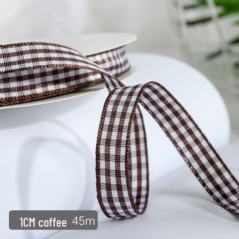 1cm Solid Color Plaid Ribbon for Cake Box Packaging and Decoration
