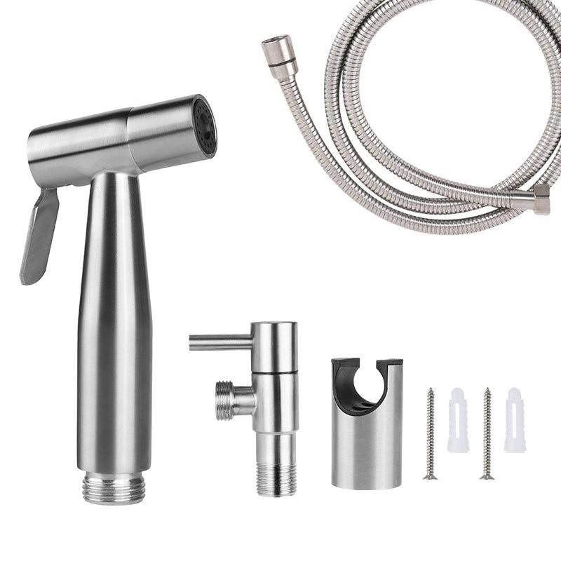 Toilet Wall Mounted Single-tube Handheld Sprayer with Explosion Proof Hose Stainless Steel Bidet Sprayer Set