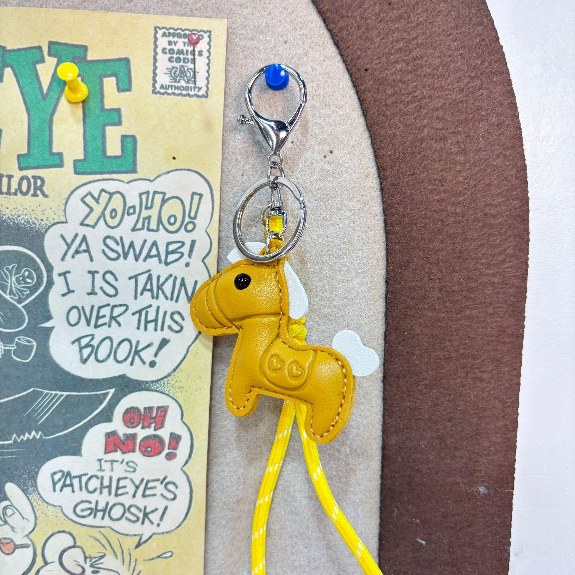 Luxury Pony Keychain & Bag Charm: Cute Leather Accessory for Scooters