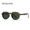 SHAUNA Fashion Round Rivets Men Punk Sunglasses Shades UV400 Retro Women Trending Gradient Blue Green Sun Glasses