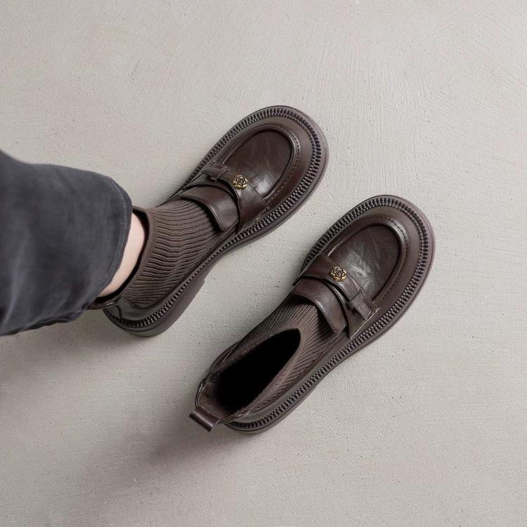 Thick-soled British short boots women's autumn and winter new camellia elastic thin boots Martin boots knitted socks boots