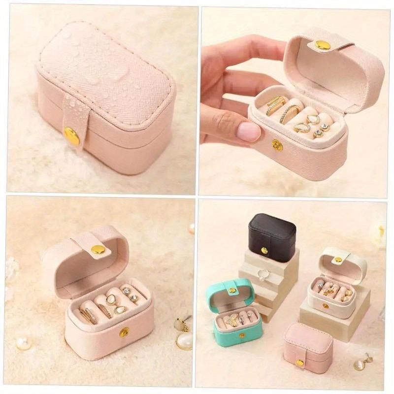 1PC Mini Portable Jewelry Box – PU Leather Ring & Earring Storage! Compact Ornament Case for On-the-Go