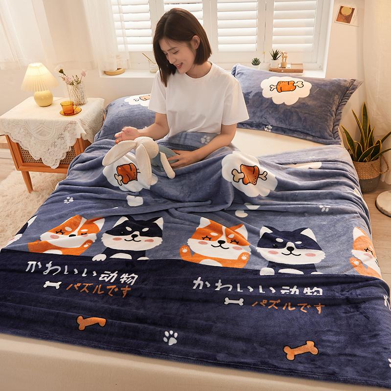 Boys Cartoon Dog Flannel Blanket Warm Bedspread Sheet Fuzzy Soft Fleece Plush Blankets Throw for Bed Sofa Nap Shawl Blankets