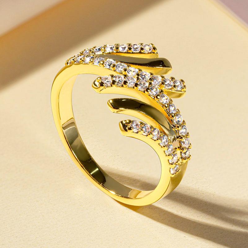 

Rrjzz Fashion Design Punk Party Ring Inlay CZ Simulated Diamond 14K Gold Plated Band Rings for Women Anniversary Jewelry Gifts 5