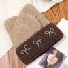 Fashion Casual Bowknot Knitted Hat Cat Ear Knitted Winter Hat Windproof Beanie Caps