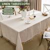 Waterproof Table Cover Wrinkle Free Rectangular Table Cloth with Tassel Anti-Fading Outdoor Rustic Farmhouse Tablecloth for