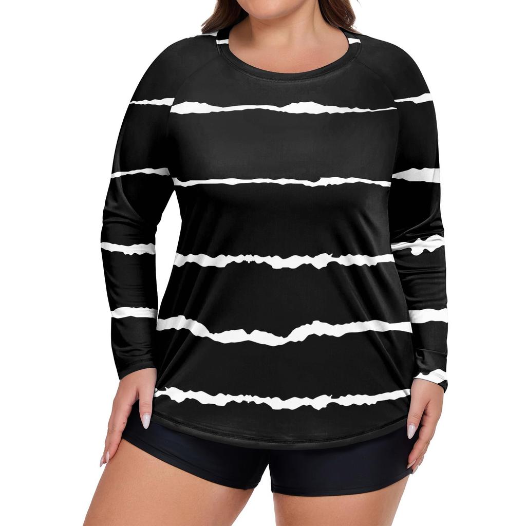 Women's Print Large Size Long Sleeve Swimsuit Sun  Jacket Quick Dry Hiking Top