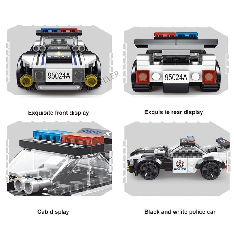 SWAT Super Polizei Stadtflugzeug Bausteine Doppelrotor-Hubschrauber Berühmtes Auto DIY MOC Klassisches Modell Steine für Kinder Bausätze