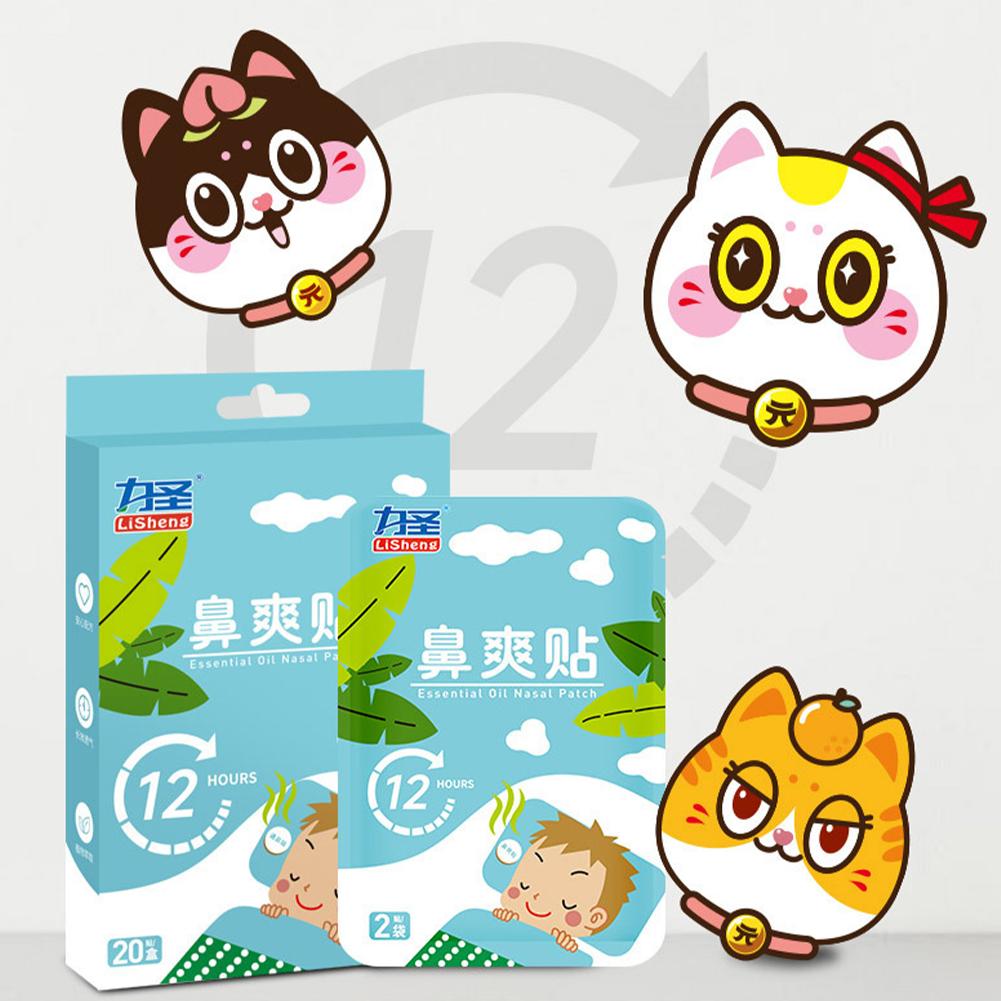 20pcs Nose Refreshing Patch Correction Lip Nose Breathing Improving Patch For Children Cartoon Night Sleep Sticker Tape