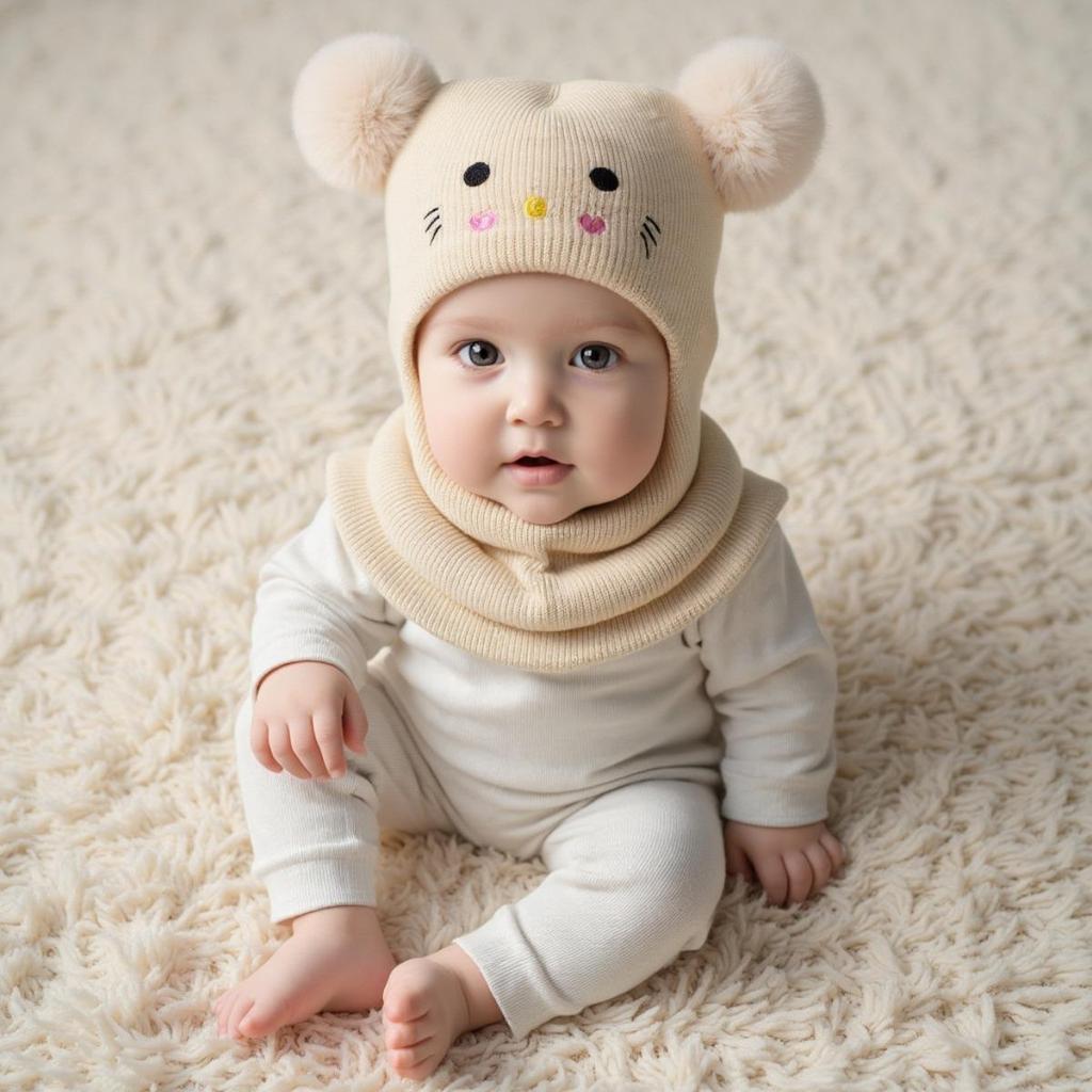 Kinder Bestickte Cartoon Katze Mütze Gestrickte Warme Babymütze Herbst und Winter Baby Jungen und Mädchen Strickmütze