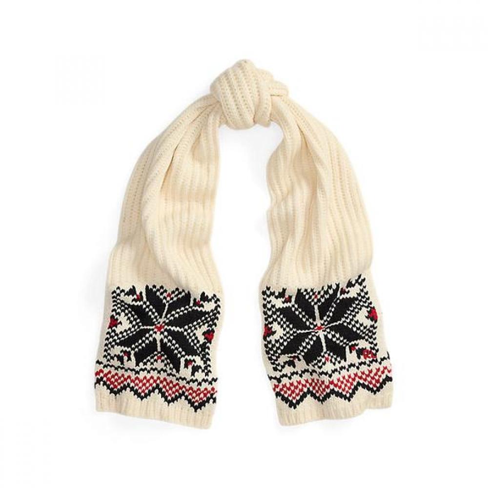 

Polo Ralph Lauren Women Snowflake Motif Wool Scarf Waposcv0j320375101 ONE