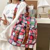 2025 School Season New Student Schoolbag Korean Version Fashionable Contrasting Color Plaid Large-capacity High School Casual Backpack