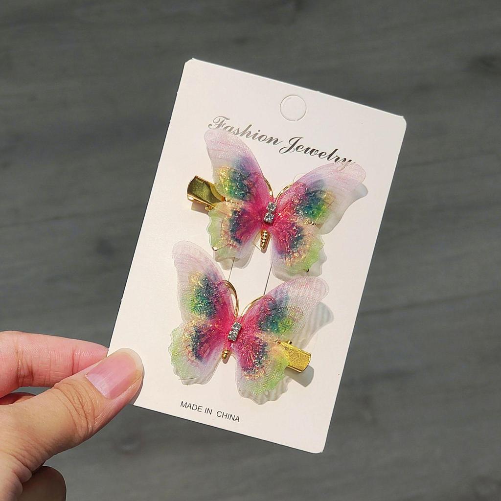 Gradient Butterfly Hairpin for Children - Cute Mesh and Alloy Duckbill Clip, Perfect for Hanfu and Fairy Styles