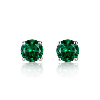 Boucles d'oreilles créoles vintage en pierre précieuse émeraude – Couleur cristal tourmaline pour femmes