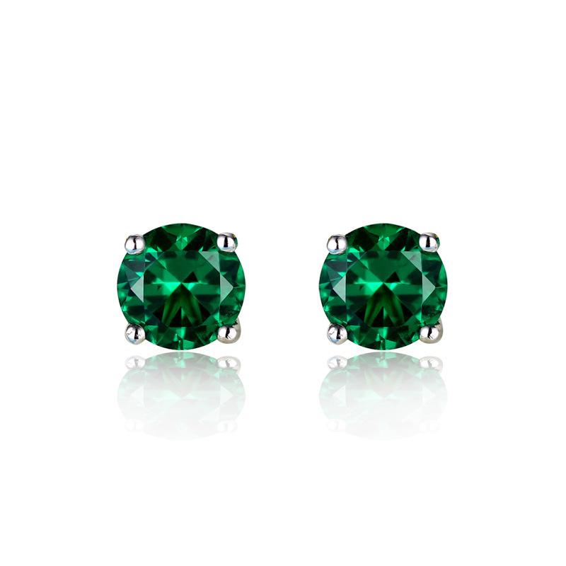 Emerald Gemstone Vintage Hoop Stud Earrings – Crystal Tourmaline Color for Women