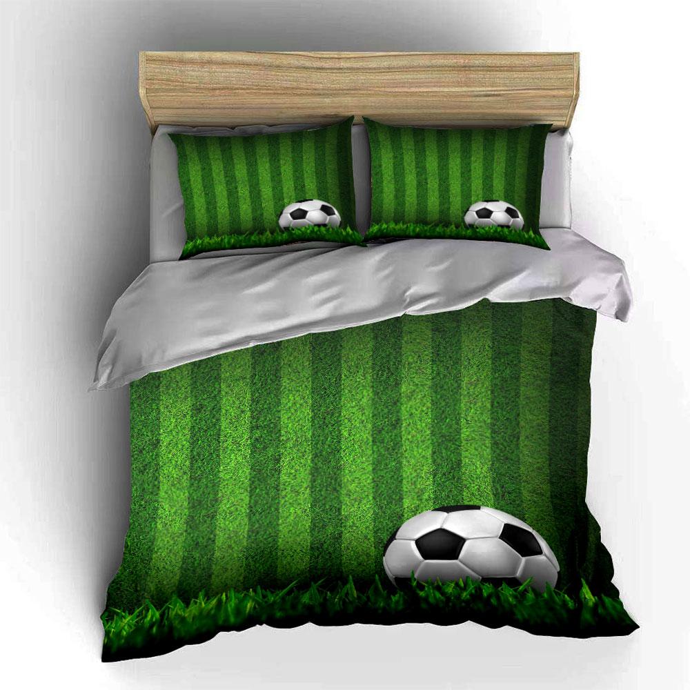 Green field, soccer ball. Bedding sets Duvet cover sets Duvet covers Pillowcases(1 * Duvet Cover 2 * Pillowcases without duvet insert)
