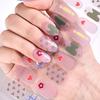 24Pcs Geometric Plaid Resistant Pattern Stickers Solid Color Nail Flower UV Gel Nail Patch