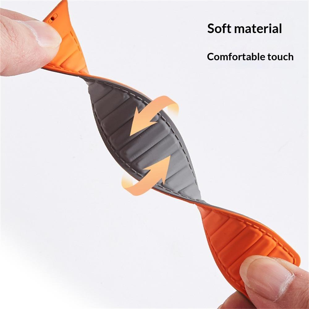 Stitched Line Pattern Silicone Strap for Apple Watch Series 11 10 42mm / 9 8 7 41mm / SE3 SE2 SE 6 5 4 40mm / 3 2 1 38mm Loop Magnetic Watch Band