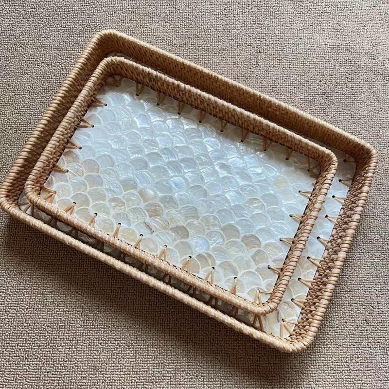 Jing Yu Heng Rattan Shell Fruit Basket & Tray Set