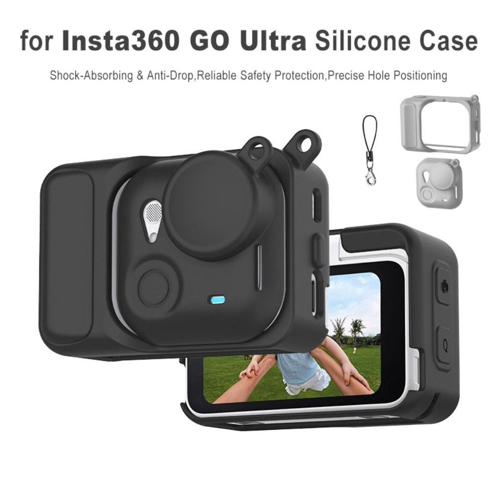 Custodia in Silicone Anti-Perdita con Tappo Obiettivo e Telaio con Laccetto per Insta360 GO Ultra