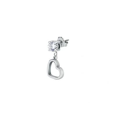 Boucles d'oreilles cœur en acier unique avec zircons clairs LPS02AQM58 pour femmes