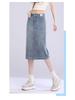 2025 Vielseitiger Damen-Denim-Midirock mit hohem Bund und Schlitz - Perfekt für Frühling/Sommer
