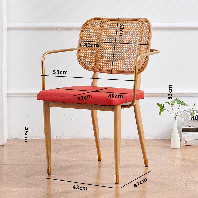 Nordic Light Luxury Wrought Iron Rattan Dining Chair - European Style for Home, Hotel, Cafe, or Leisure.