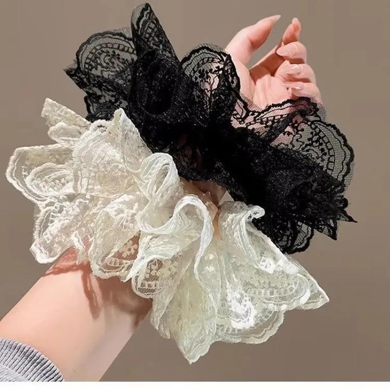 Schwarzer Spitzenrock Haarband Stirnband Niedriger Pferdeschwanz Ballhaarkordel Hochelastisches Darmkopfschmuck Mädchen Damen Haaraccessoires