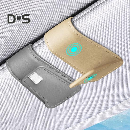 Magnetic Sunglasses Clip for Car Visor Faux Leather Glasses Holder Clip Car Interior Sunglass Holder for Fast Access